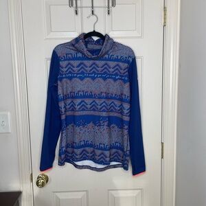 Nike Pro Dri-Fit blue & orange knit graphic cowl neck sweatshirt | XL